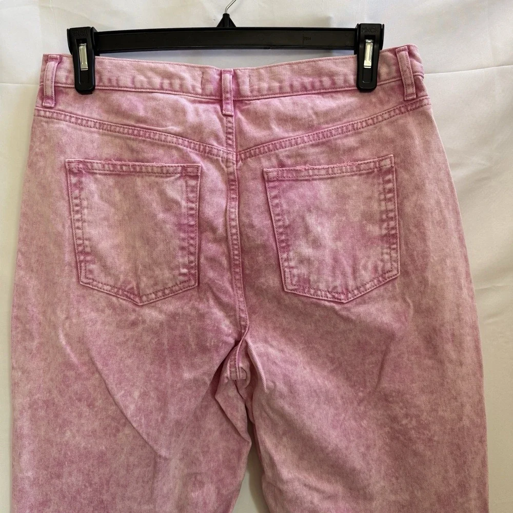 Free People‎ Maggie Jean Acid Wash Pink Button Fly Copped Distressed Hem 31